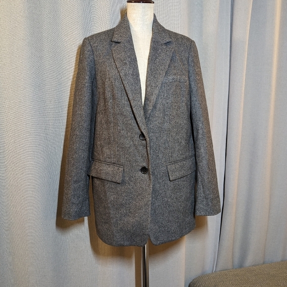Everlane Gray Oversized Wool Blazer Double Button Size 2 - Picture 4 of 7